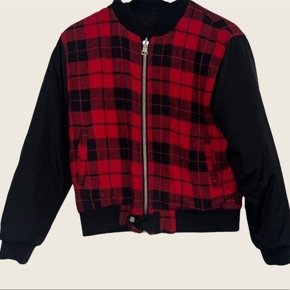 UNIF Bomber Jacket Red Plaid Size Women’s Small - Picture 1 of 5